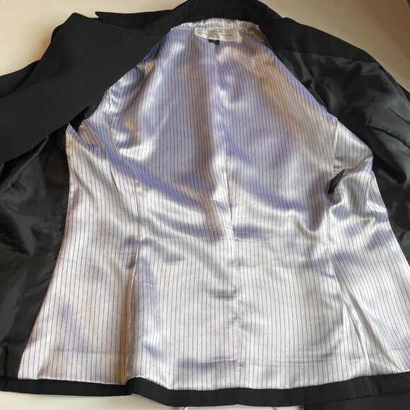 Tahari Authur S Levine Snap Front Jacket Blazer Sz 4P Black Zip Pockets Moto - Picture 6 of 9